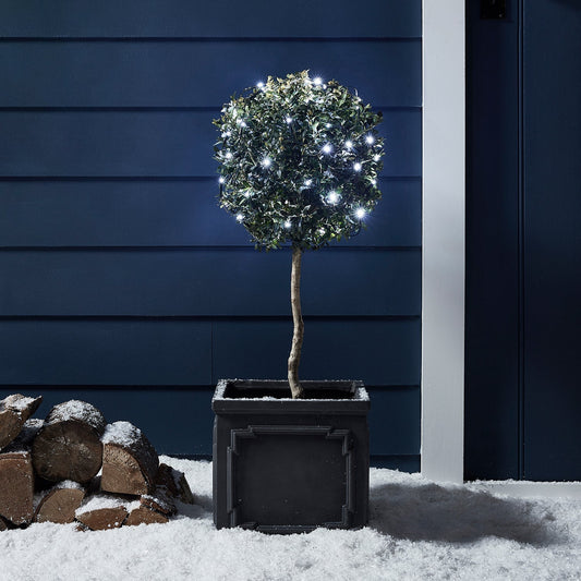 2 Pack of 50 White LED Outdoor Battery Lights On Green Cable