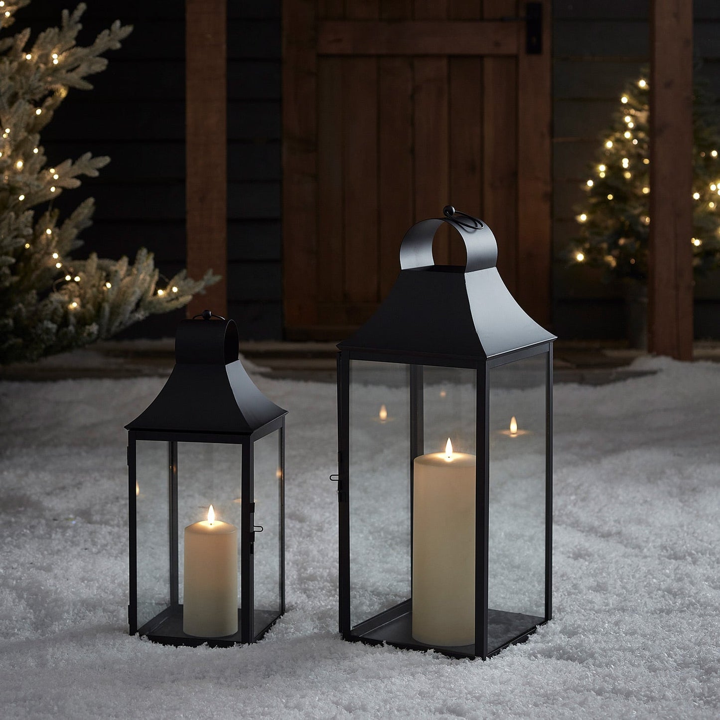 34cm Albury Black Garden Lantern with TruGlow® Candle