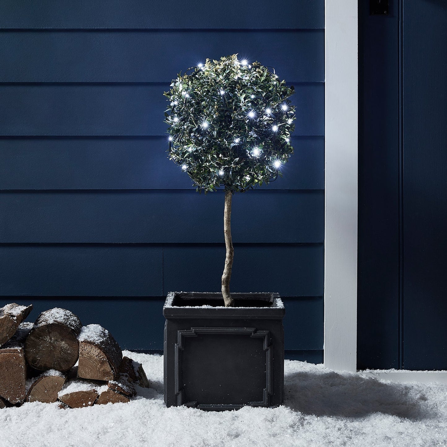 2 Pack of 50 White LED Outdoor Battery Lights On Green Cable