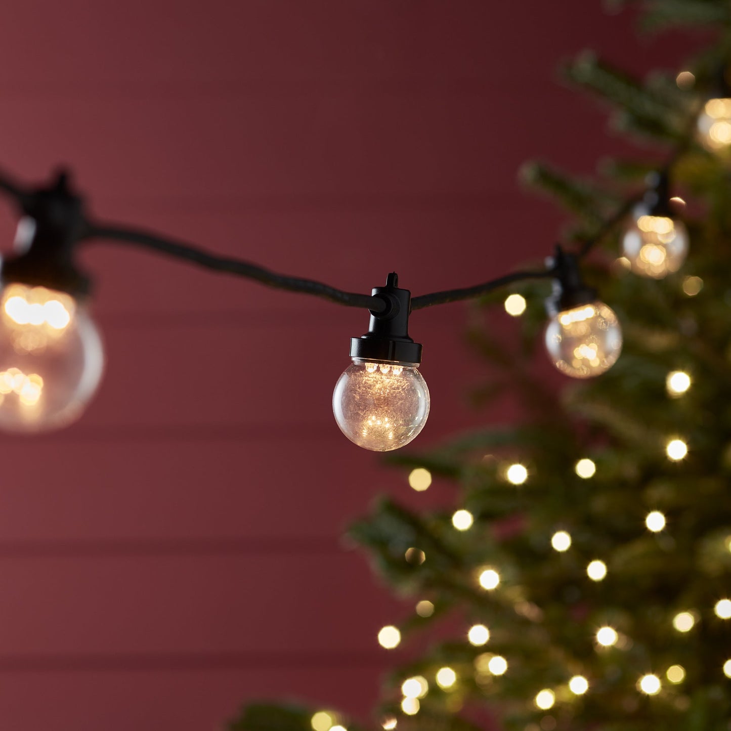 Pro Connect 5m 10 Warm White Connectable Festoon Lights Clear Cap Black Cable